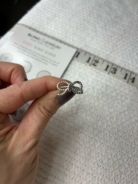 Bling Jewelry Silver Bow Ring with Beaded Rope Detail Size 7
